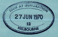 Arrival stamp Melbourne Airport - 1970