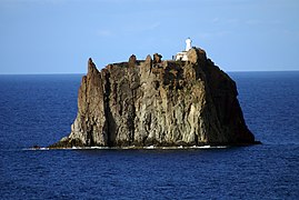 Strombolicchio Island and its lighthouse, close to Stromboli Island (Aeolian Islands, Italy).