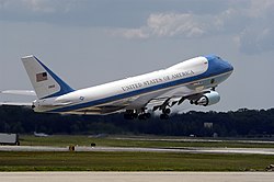 Boeing VC-25A, widely known as Air Force One when the President is on board, of the 89th Airlift Wing based at JB Andrews.