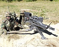 XM307 25 mm caliber man portable Automatic Grenade Launcher, part of the cancelled OCSW program