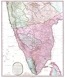 1800 map of the Indian peninsula and Ceylon