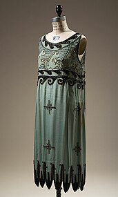 "Little Horses" dress; by Madeleine Vionnet; 1925; rayon crepe, black and gold seed beads; Museum at the Fashion Institute of Technology, New York