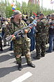 Pro-Russian separatist Vostok Battalion member wearing a Saint George ribbon armband