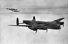 Three Avro Lancaster B.IIIs of No. 619 Squadron, airborne from RAF Coningsby whilst based there during 1944.