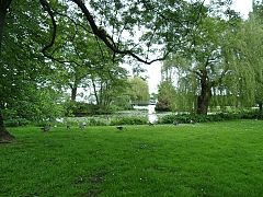 Der Alsterpark mit Teich und Brücke