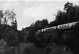 Ganz diesel railcar on Septemvri-Dobrinishte narrow gauge line, Bulgaria, 1950-1963