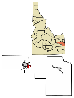 Location of Ammon in Bonneville County, Idaho.