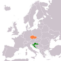 Map indicating locations of Croatia and Czech Republic