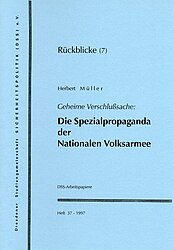 DSS-Arbeitspapiere, Spezialpropaganda, H. 38, 1997, Umschlag.