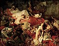 The Death of Sardanapalus; by Eugène Delacroix; 1827; oil on canvas; 3.92 × 4.96 m; Louvre[198]