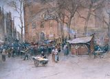 Jan Hillebrand Wijsmuller (1900): Market at the Noorderkerk, Amsterdam, private collection.
