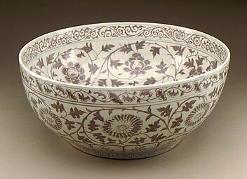 Chinese rinceau on a bowl, 1368-1450, porcelain, Los Angeles County Museum of Art, US