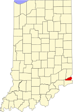 Map of Indiana highlighting Ohio County