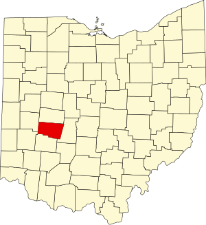 Map of Ohio highlighting Clark County