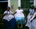 Women wearing baiana dresses in Salvador, Bahia