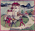 Zürcher Truppen ergreifen 1440 bei Pfäffikon den Boten von Gersau, in der Eidgenössischen Chronik
