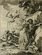 Engraving after Abraham van Diepenbeeck, The Rescue of Andromeda (1632–1635), from M. de Marolles, Tableaux du Temple des Muses (Paris, 1655), is exceptional in showing Andromeda as dark-skinned.[3]