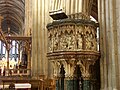 Stone pulpit at Worcester cathedral England