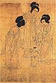 Women of Southern Tang holding a baby, 10th century AD.