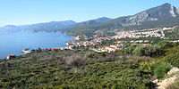 Looking down on Cala Gonone and the Bay of Orosei from the north