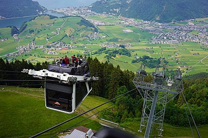 Stanserhorn cabriolet ropeway with adapted pylon