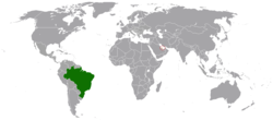 Map indicating locations of Brazil and Qatar
