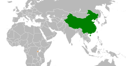Map indicating locations of China and Rwanda