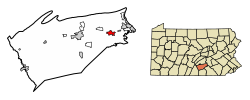 Location of Mechanicsburg in Cumberland County, Pennsylvania.