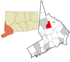 Bethel's location within Fairfield County and Connecticut