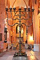 A candelabra with candles in a Swedish cathedral