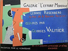 Invitation to the Georges Valmier exhibition at the Galerie de L'Effort Moderne, January 1921