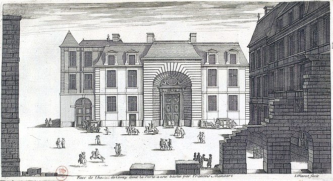 Entrance wing with the rusticated porte-cochère, designed c. 1648–1650 by the architect François Mansart and later engraved by Jean Marot