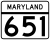 Maryland Route 651 marker