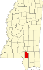 Map of Mississippi highlighting Lamar County