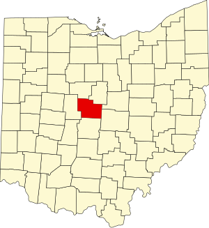 Map of Ohio highlighting Delaware County
