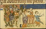 Becket's death in the Luttrell Psalter; 1320–1345.[48]