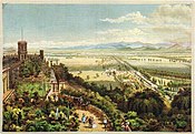 The Valley of Mexico from Chapultepec, painting of 1850 by Casimiro Castro. Museo Soumaya.[14]during the Mexican-American War, ca. 1847 by Nathaniel Currier. Library of Congress.