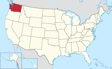 Map of the United States with Washington highlighted