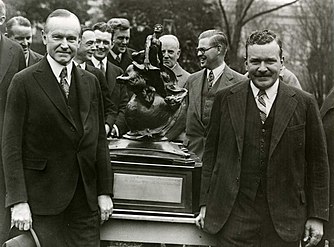 1927 Collier Trophy President Coolidge presented to Charles Lawrance for the air-cooled aircraft radial engine