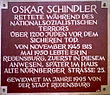 Gedenktafel für Oskar Schindler in Regensburg