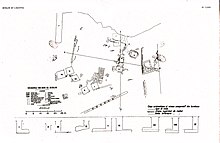 Sketched map showing the location of tombs and shafts marked as squares
