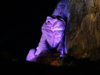 Belfort Lion at night