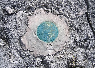 United States Army Corps of Engineers survey marker on Birnie Island