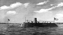wash drawing of CSS Virginia by Clary Ray (1898)