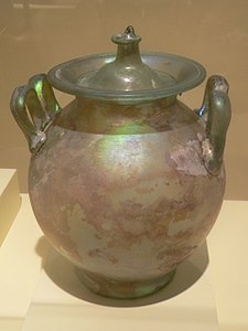 Roman period glass urn with lid (1st-2nd century), Cyprus