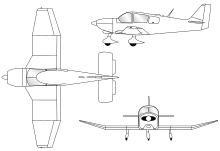 3-view line drawing of the Robin DR 400