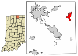 Location of Middlebury in Elkhart County, Indiana.