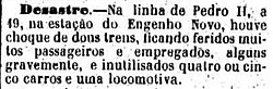 Accident at the station injures several passengers (The Province of S. Paulo, 03/22/1882)