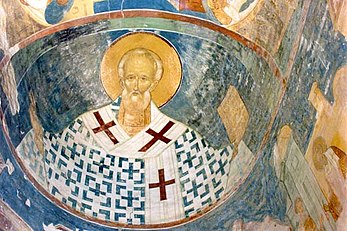 Fresco by Dionisius representing Saint Nicholas in Ferapontov Monastery