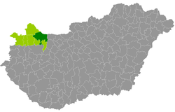 Győr District within Hungary and Győr-Moson-Sopron County.
